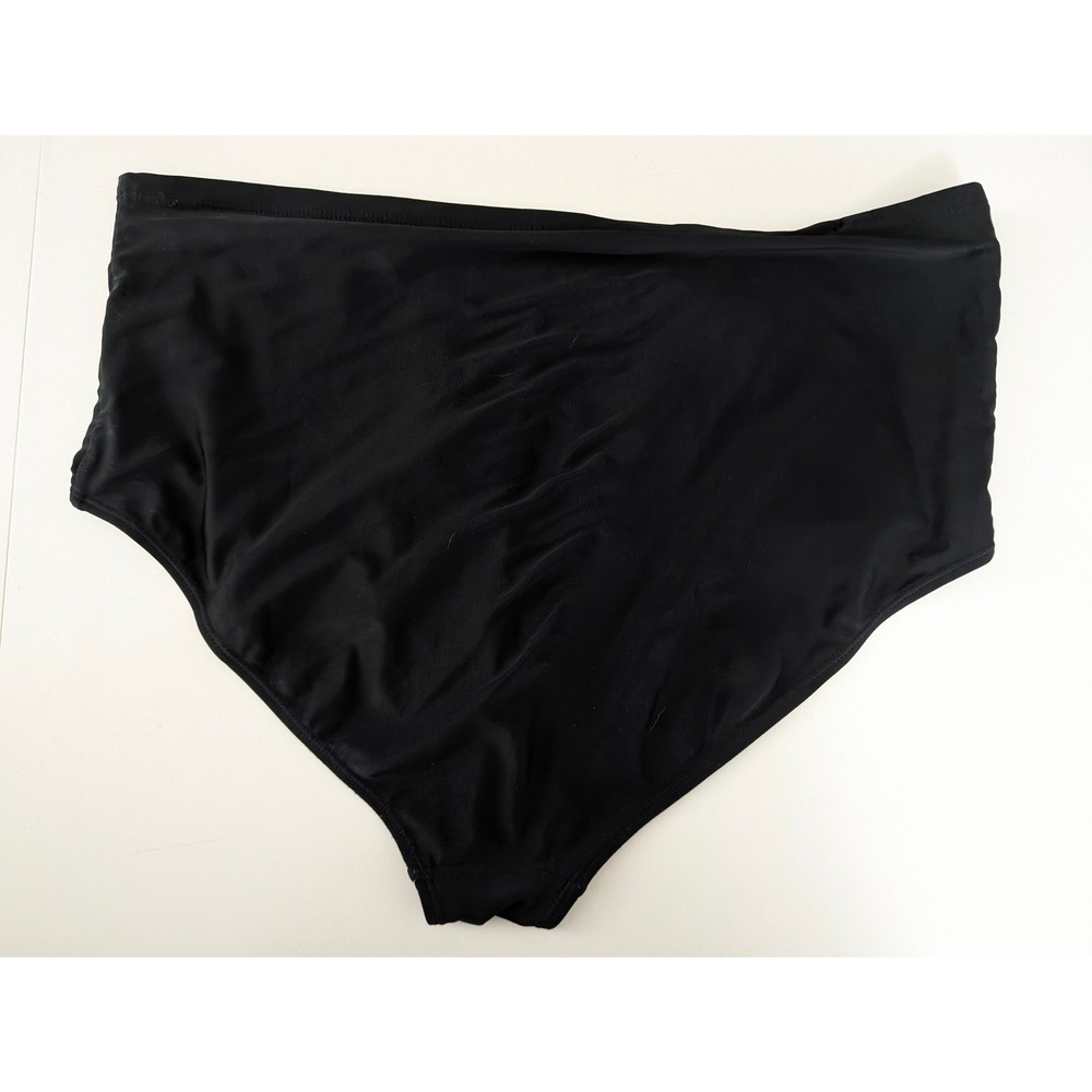 Old Navy Womens High Waisted Bikini Bottoms Black Solid Swim Briefs Mid Rise - Picture 2 of 4